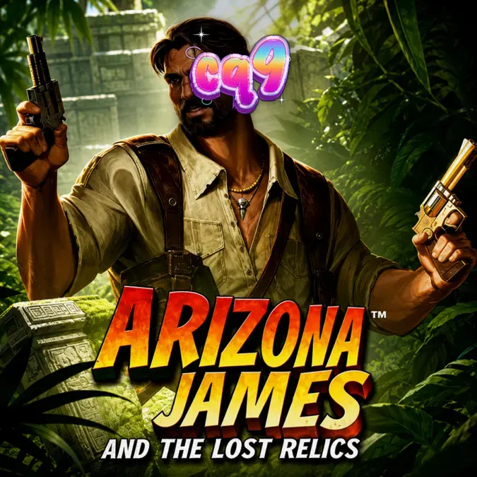 Tampilan grid 6x5 pada slot Arizona James and the Lost Relics dengan simbol bertema petualangan.